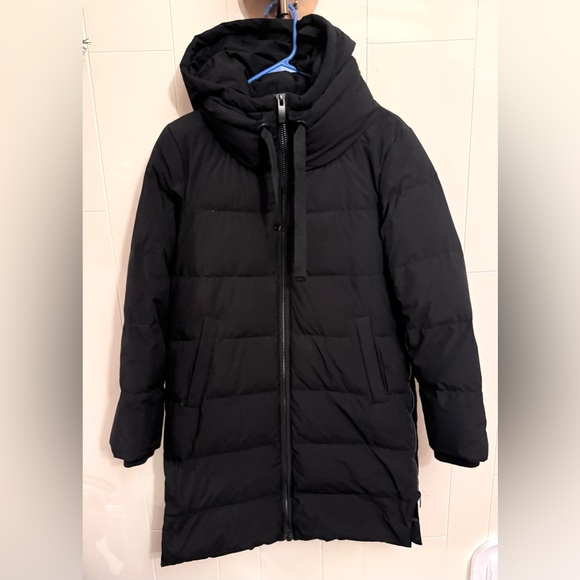 Donna Karan New York Women’s Black Down Hooded Puffer Parka Jacket XS Designer - Picture 2 of 13